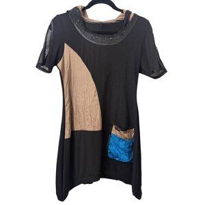 Cinderella Patchwork Tunic Size Large Dress Mesh Sleeves Hoodie Women EUC